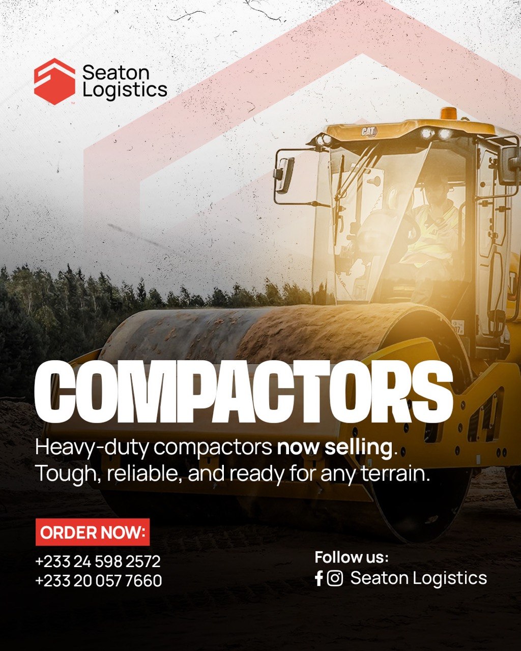 Roller compactor available for rental from Seaton Rental Ghana