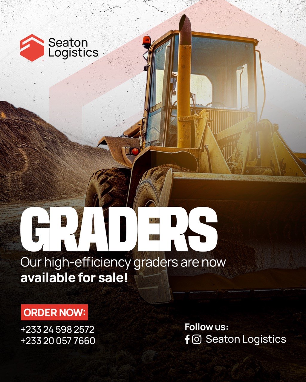 Motor grader available for rental from Seaton Rental Ghana